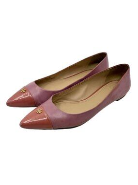 TORY BURCH~Fairfield~POINTED TOE CALF LEATHER BALLET FLATS Pink & Mauve Sz 8.5